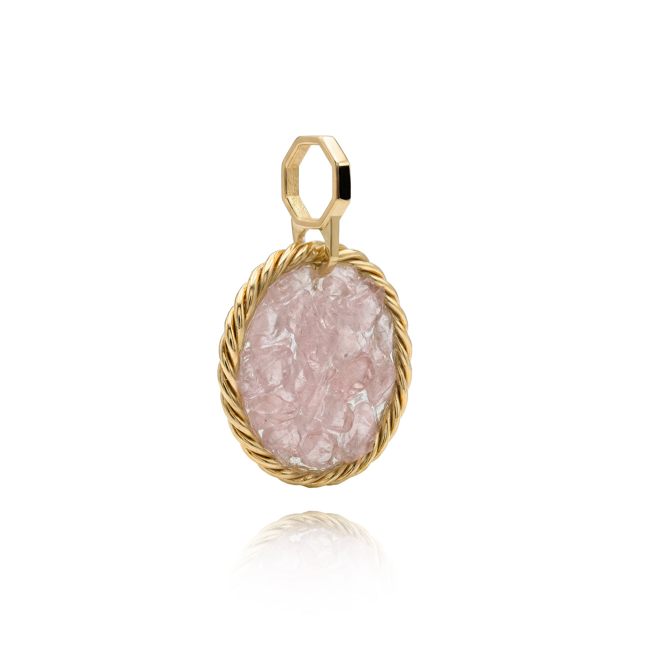 Tensor-Amulett mit Rosenquarz – Messing vergoldet