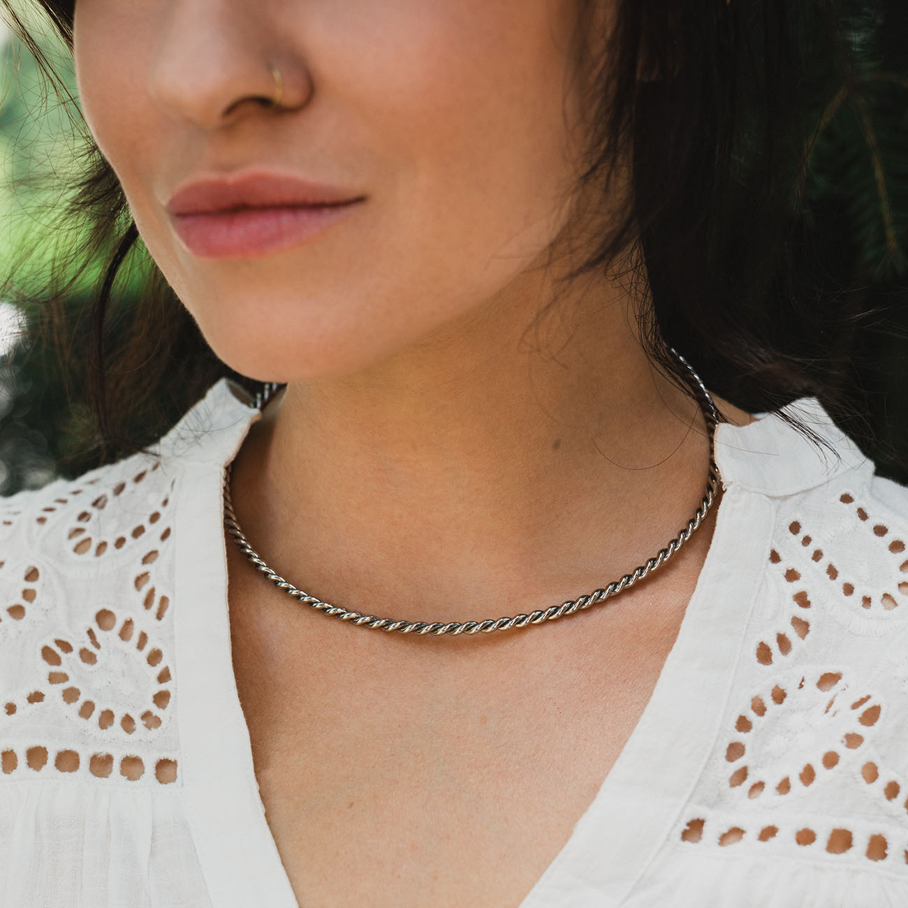 Kupferner Tensorhalsketten in Silberfarbe - Königlicher Kubit (144 MHz)