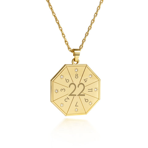 Halskette mit Anhänger des Architekten des Geistes (22) in Gold – Siegel des Großen Werks