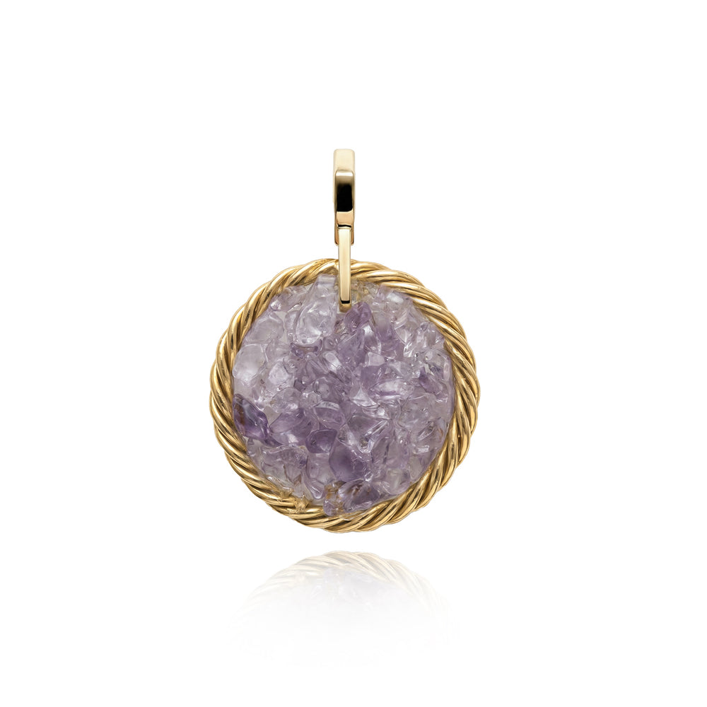 Vergoldeter Tensor-Amulett aus Kupfer mit Amethyst