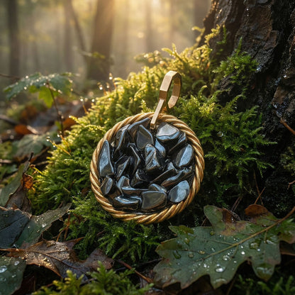 Amulet tensorowy z Hematytem – Mosiądz pozłacany