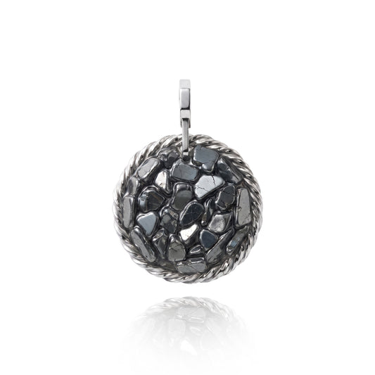 Amulet tensorowy z Hematytem - Srebro 925 pokryte platyną