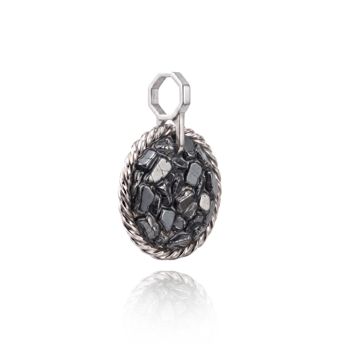 Amulet tensorowy z Hematytem - Srebro 925 pokryte platyną