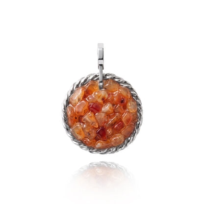 Amulet tensorowy z Karneolem - Srebro 925 pokryte platyną