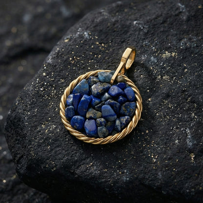 Kupfer-Tensor-Amulett mit Lapislazuli – vergoldet