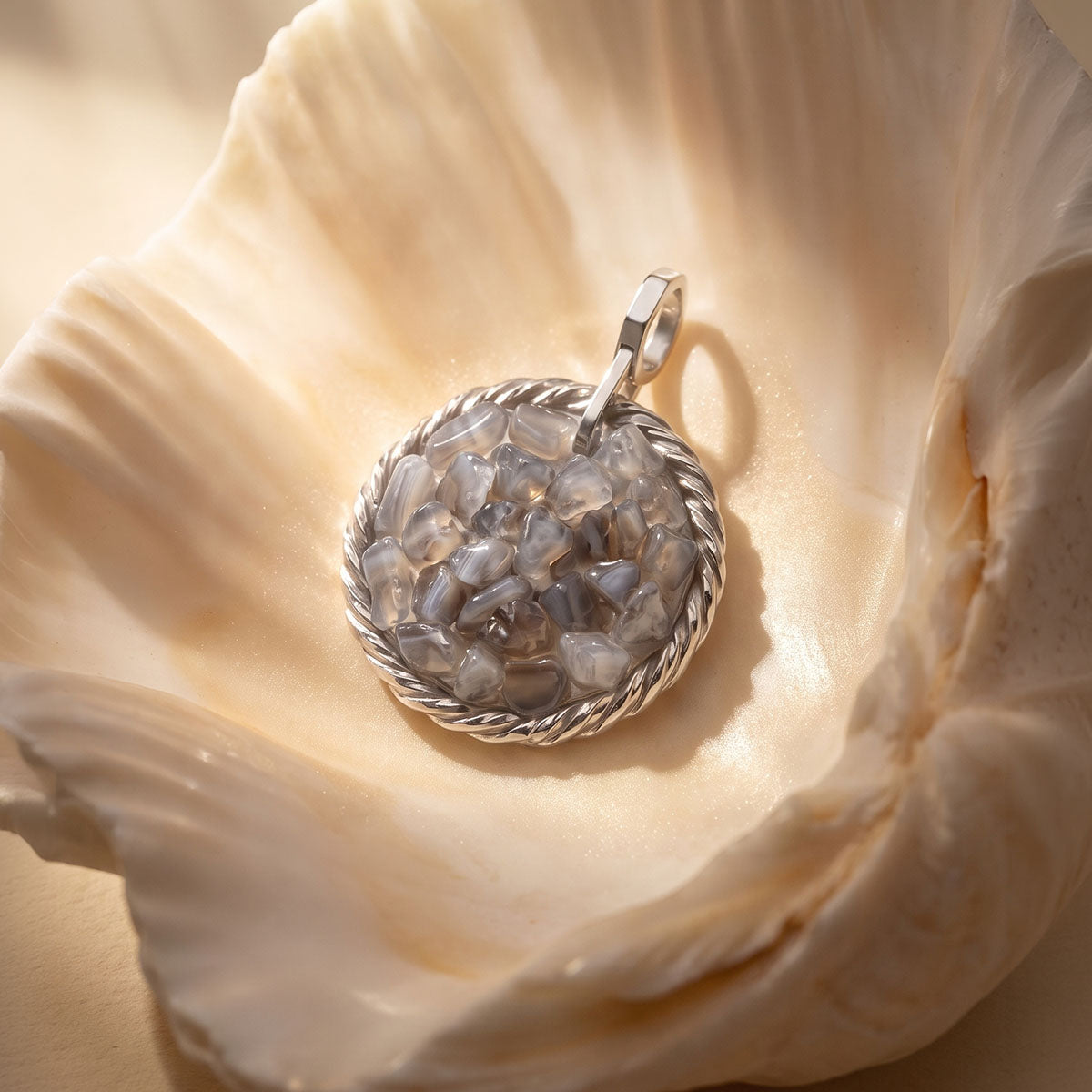 Amulet tensorowy z Onyksem - Srebro 925 pokryte platyną