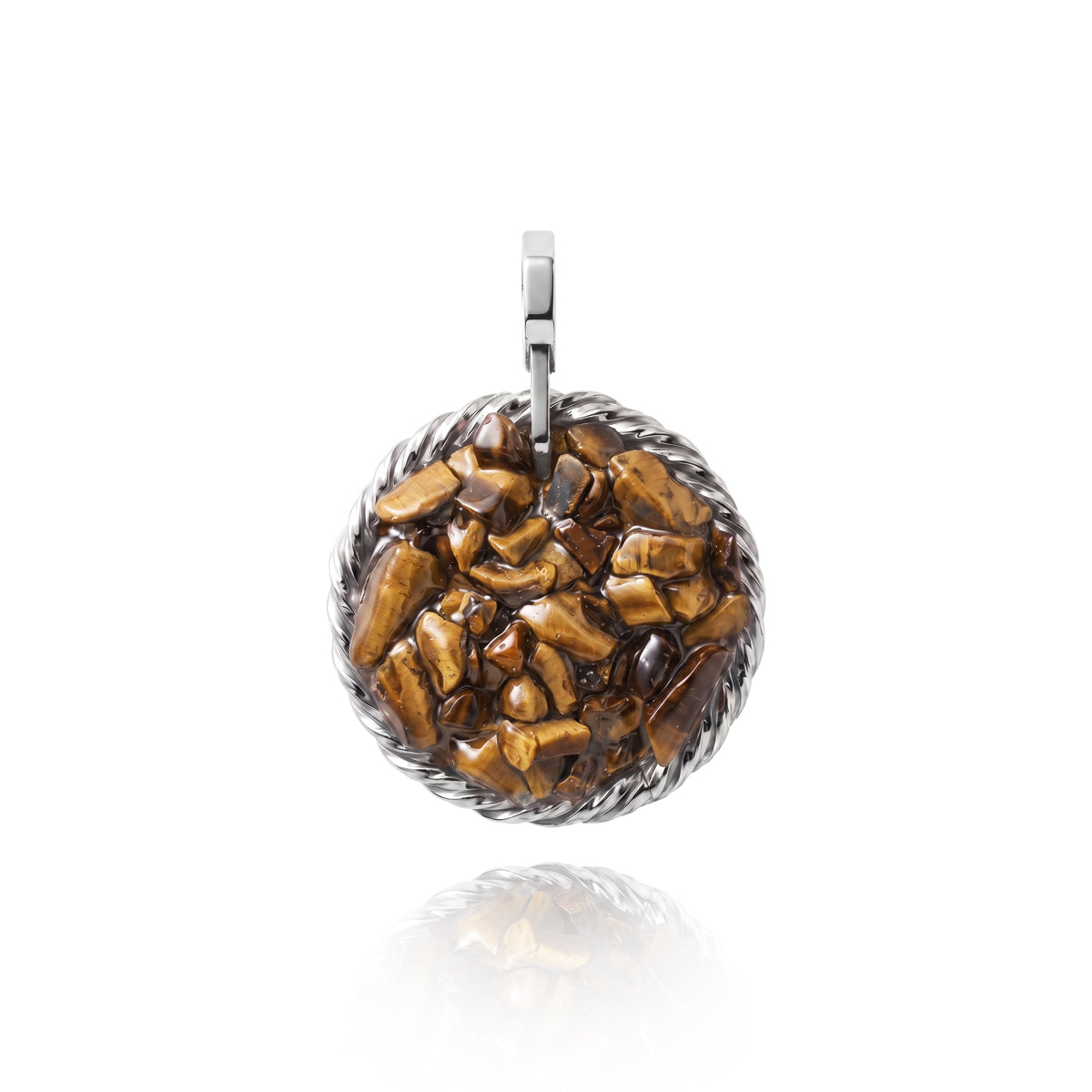 Amulet tensorowy z Tygrysim Okiem - Srebro 925 pokryte platyną