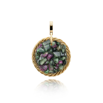 Amulet tensorowy z Zoizytem z Rubinem – Mosiądz pozłacany