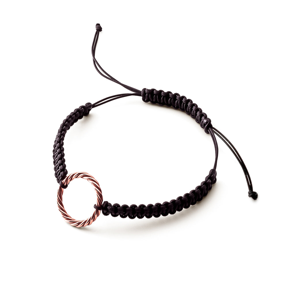 Handgeflochtenes Armband schwarz – Königlicher Kubit in Roségold