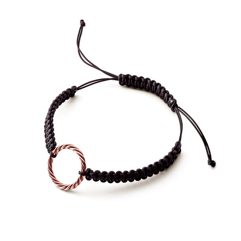 <tc>Handgeflochtenes schwarzes Armband – Elle Royal in Roségold</tc>