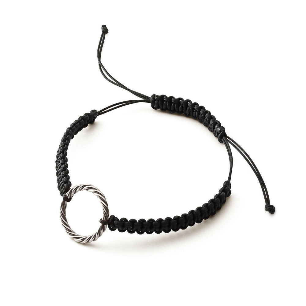 Handgeflochtenes schwarzes Armband – Königlicher Kubit in Silberfarbe