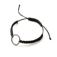 <tc>Handgeflochtenes schwarzes Armband – Elle Königlich in Platin</tc>