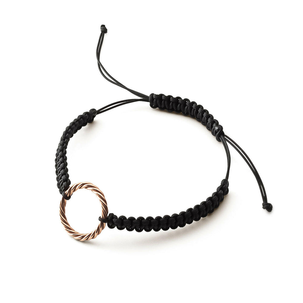 Handgeflochtenes schwarzes Armband – Königlicher Kubit in Gelbgold