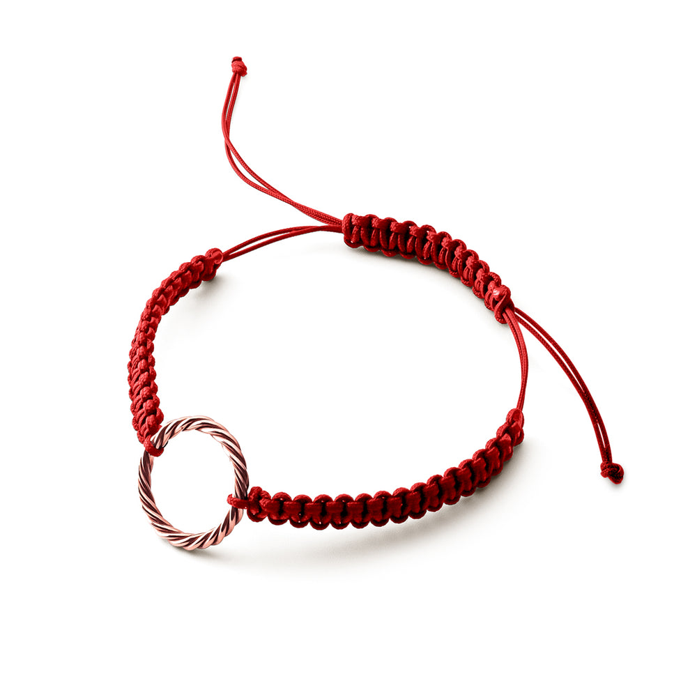 Handgeflochtenes rotes Armband – Königlicher Kubit in Roségold
