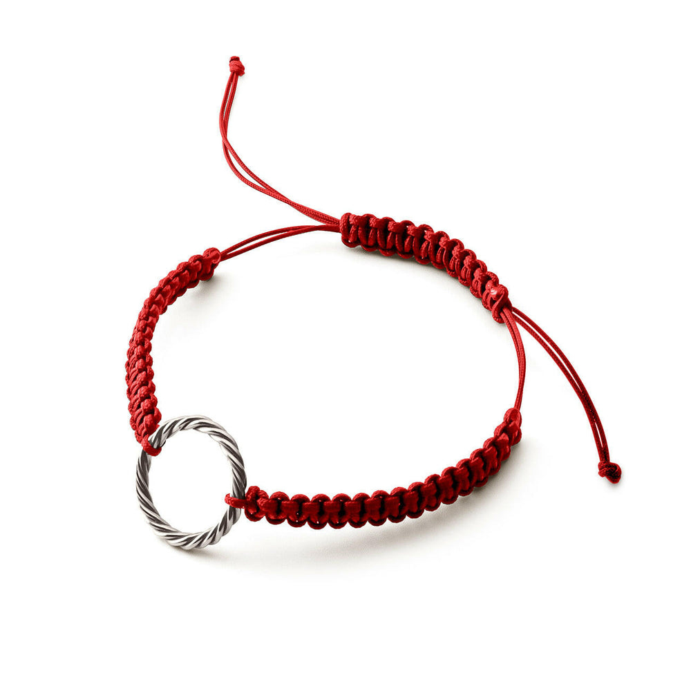 Handgeflochtenes rotes Armband – Königlicher Kubit in Silberfarbe