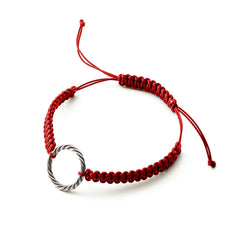 <tc>Handgeflochtenes rotes Armband – Elle Königlich in Platin</tc>