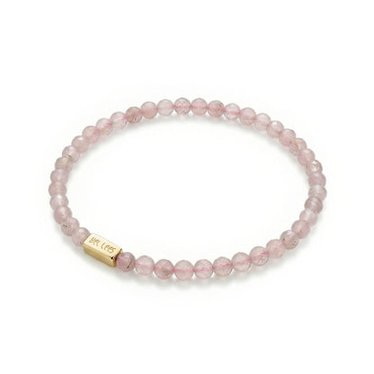 Armband mit Rosenquarz und Platz für Charms – Silber 925