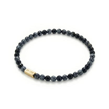Armband mit Schneeflocken-Obsidian und Platz für Charms – Silber 925