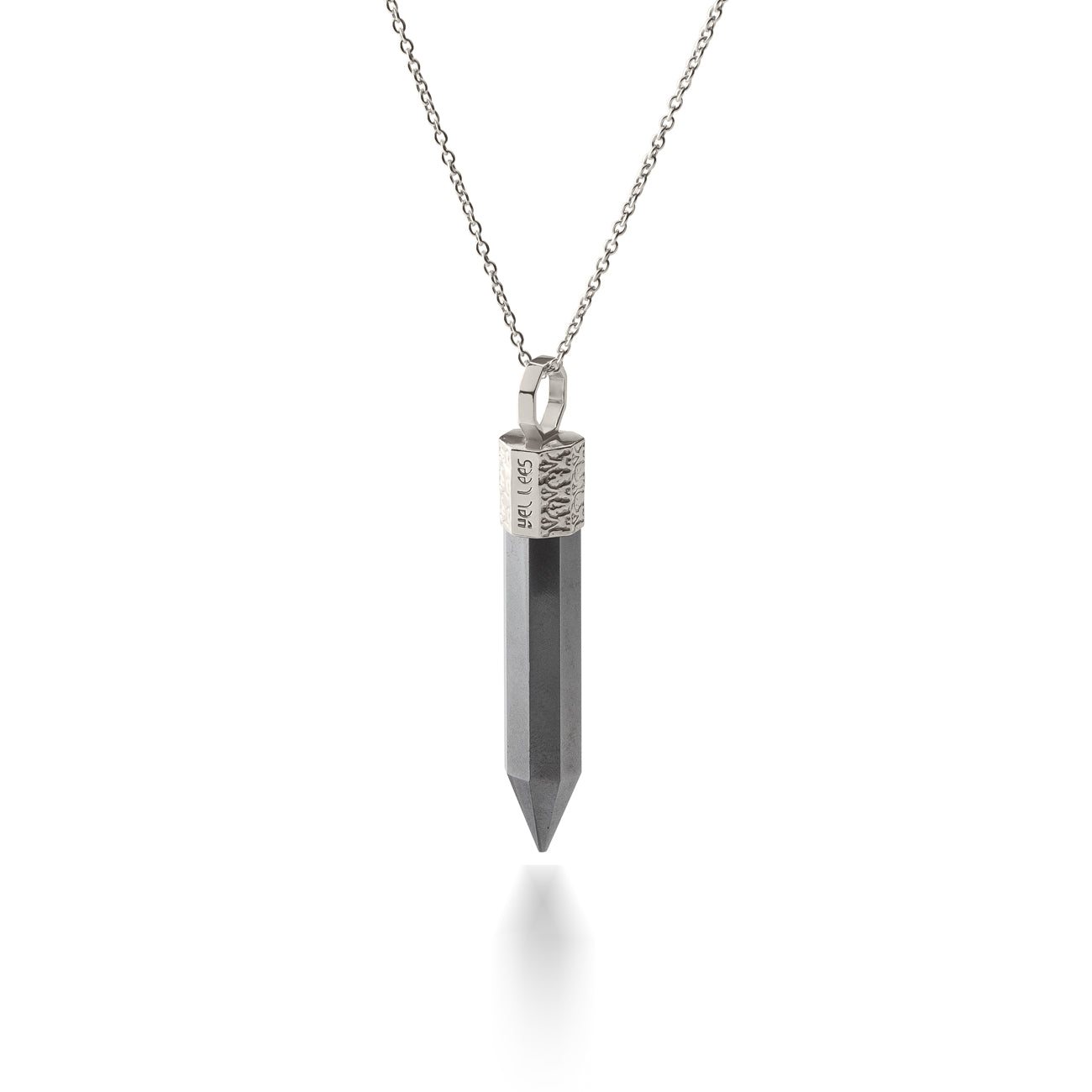 Naszyjnik z Czarnym Turmalinem – Srebro 925 pokryte platyną