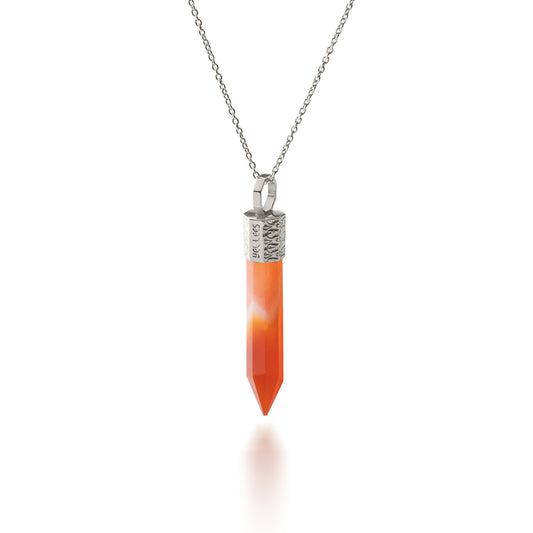 Naszyjnik 44 cm z Karneolem – Srebro 925 pokryte platyną