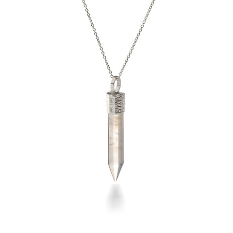 Naszyjnik 44 cm z Kryształem Górskim – Srebro 925 pokryte platyną