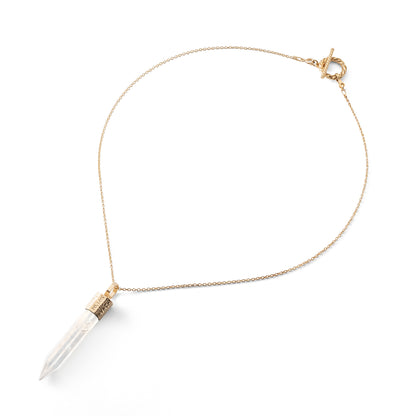 Naszyjnik 44 cm z Kryształem Górskim – Srebro 925 pozłacane