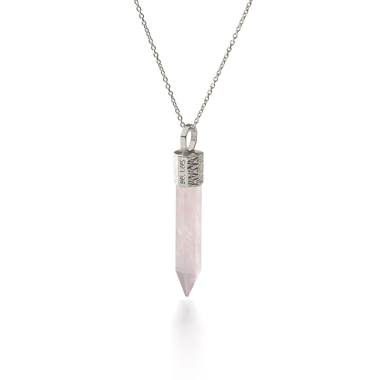 Naszyjnik 44 cm z Kwarcem Różowym – Srebro 925 pokryte platyną