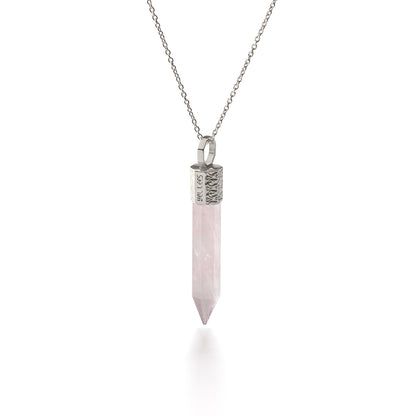 Naszyjnik 44 cm z Kwarcem Różowym – Srebro 925 pokryte platyną