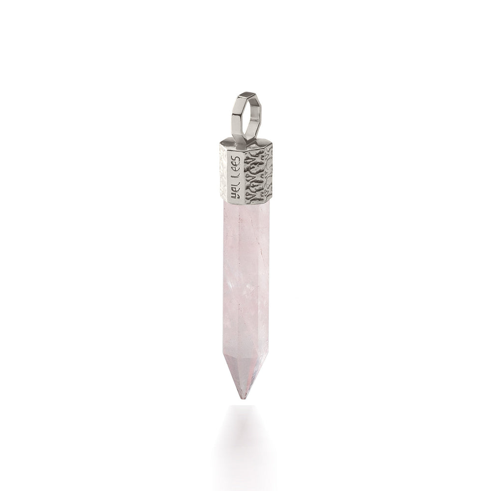 Anhänger mit Rosenquarz – 925er Silber plattiert mit Platin