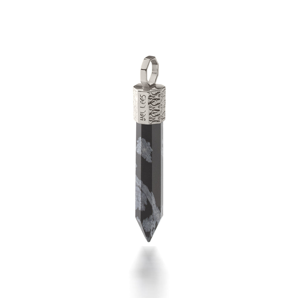 Anhänger mit Schneeflocken-Obsidian – Bronze plattiert mit Platin