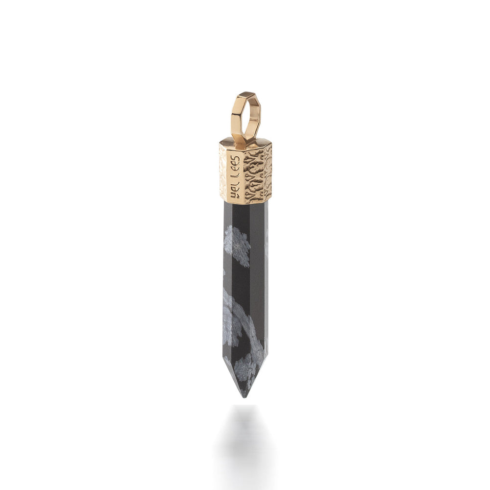 Anhänger mit Schneeflocken-Obsidian – Vergoldetes Messing