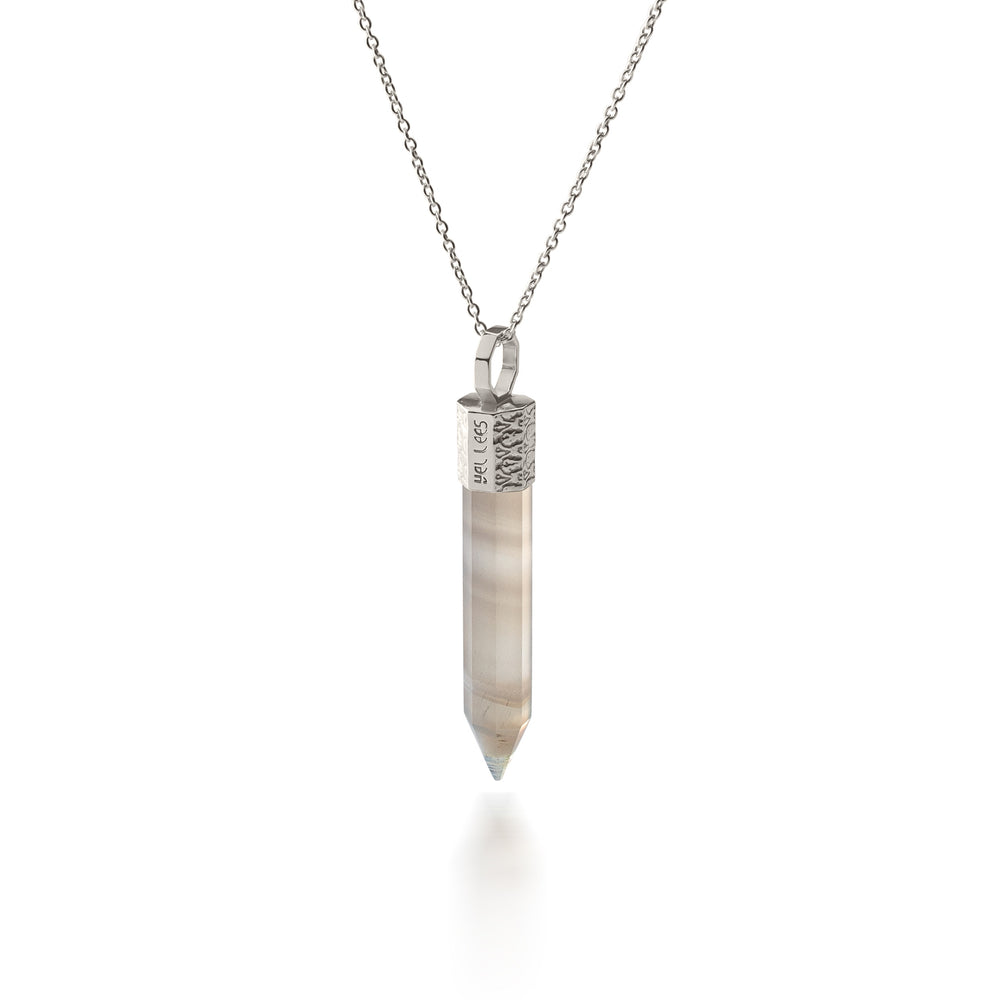 Halskette mit Onyx – 925er Silber plattiert mit Platin