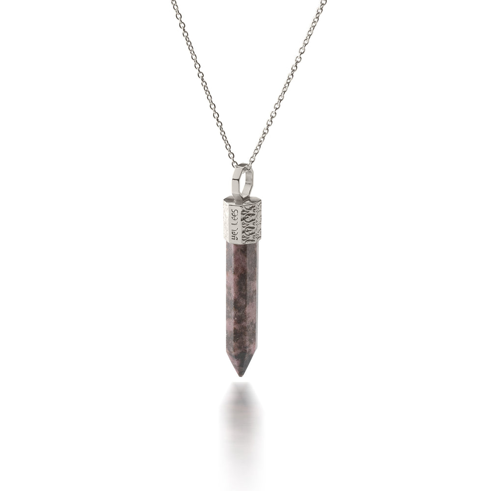 Halskette mit Rhodonit – 925er Silber platinbeschichtet