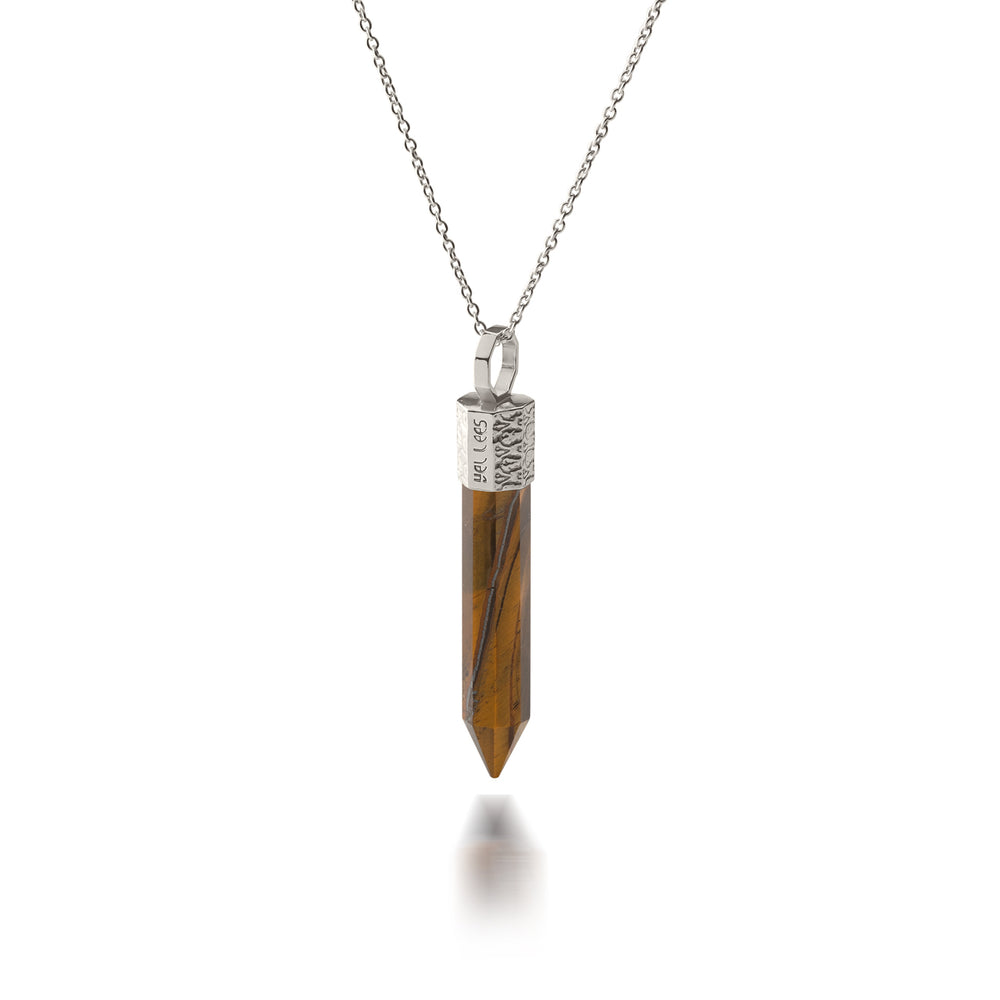 Halskette mit Tigerauge – 925er Silber platinbeschichtet