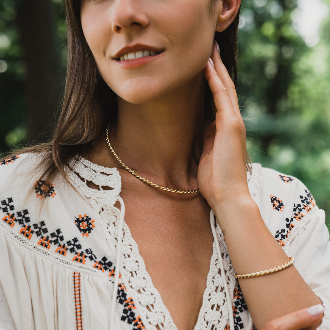 Kupferner Tensorhalskette in Goldfarbe - Königlicher Kubit (144 MHz)