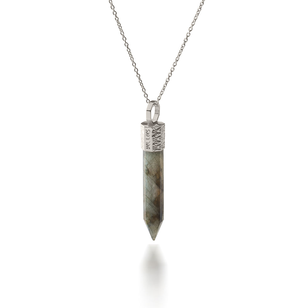 Halskette mit Labradorit – 925er Silber platinbeschichtet