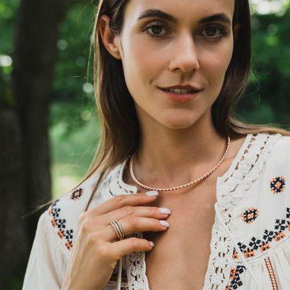 Kupferner Tensor-Ring in Roségoldfarbe – Schutzamulett