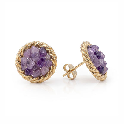 Srebrne kolczyki z Ametystem pozłacane - Kubit Zaginiony (177 MHz)
